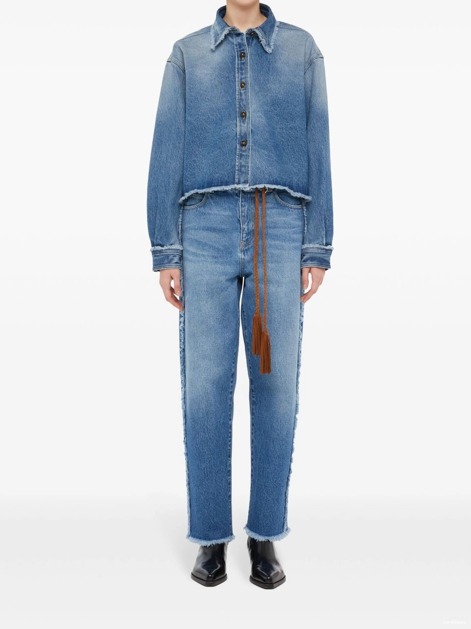 Affordable Alanui jacket Women cropped frayed denim 0805